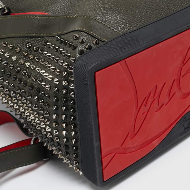 Pre Owned Christian Louboutin Olive Green/BlackLeather and Rubber Explorafunk Backpack