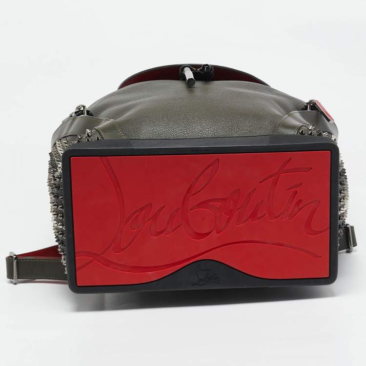 Pre Owned Christian Louboutin Olive Green/BlackLeather and Rubber Explorafunk Backpack