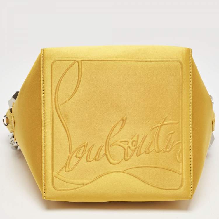 Pre Owned Christian Louboutin Yellow Satin Cabachic Bucket Bag