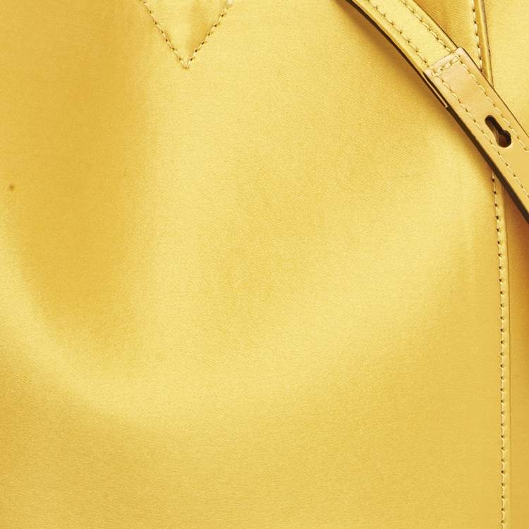 Pre Owned Christian Louboutin Yellow Satin Cabachic Bucket Bag