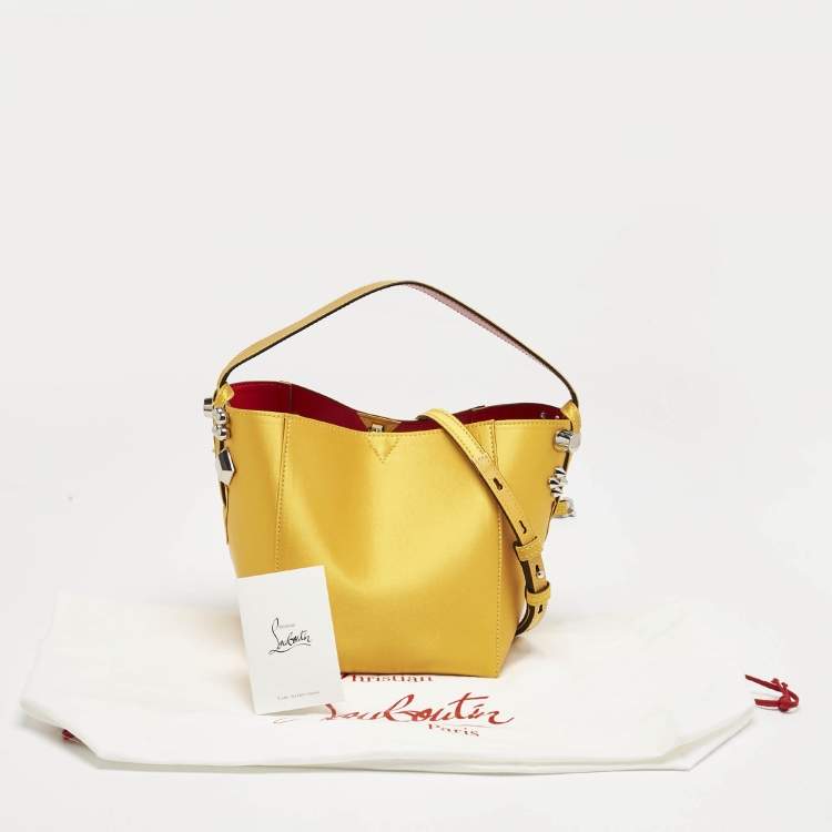 Pre Owned Christian Louboutin Yellow Satin Cabachic Bucket Bag
