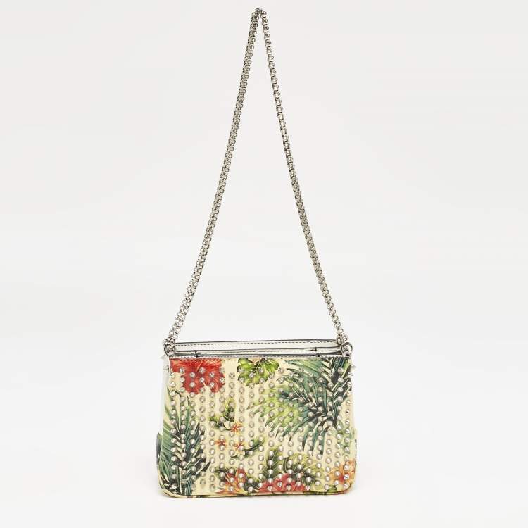 Pre Owned Christian Louboutin Multicolor Printed Patent Leather Triloubi Chain Shoulder Bag