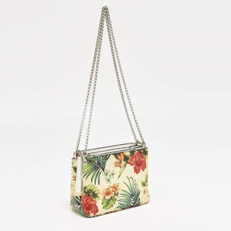 Pre Owned Christian Louboutin Multicolor Printed Patent Leather Triloubi Chain Shoulder Bag