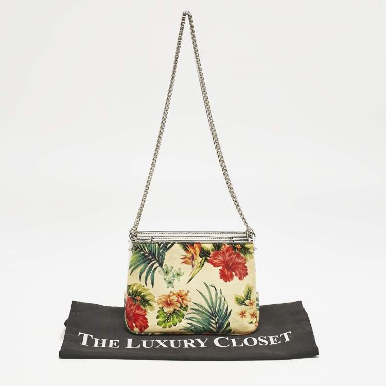 Pre Owned Christian Louboutin Multicolor Printed Patent Leather Triloubi Chain Shoulder Bag