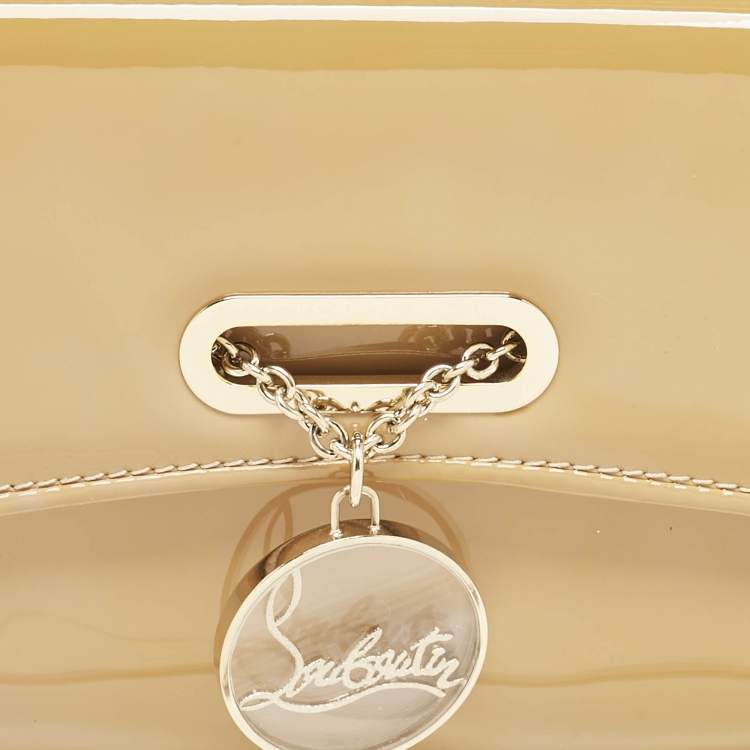 Pre Owned Christian Louboutin Beige Patent Leather Riviera Chain Clutch