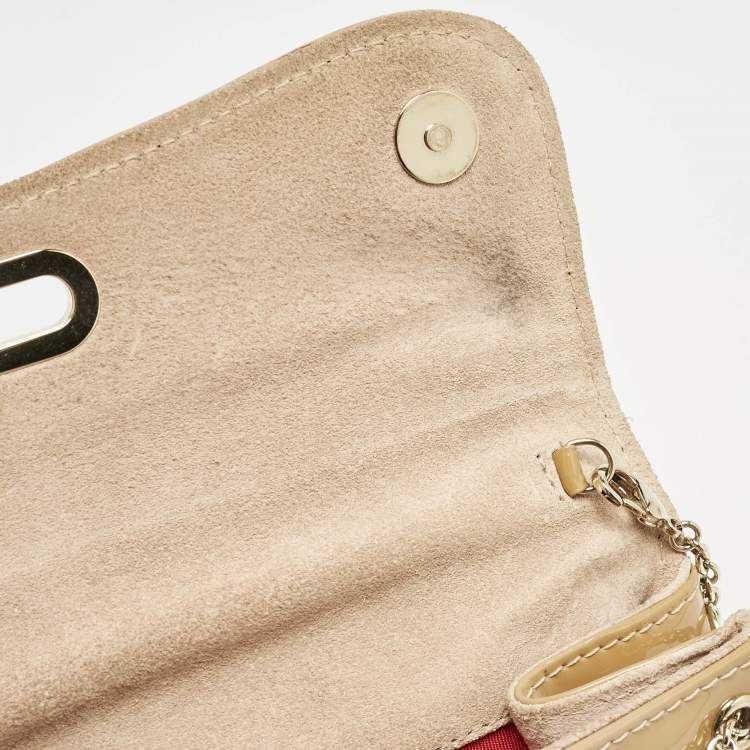 Pre Owned Christian Louboutin Beige Patent Leather Riviera Chain Clutch