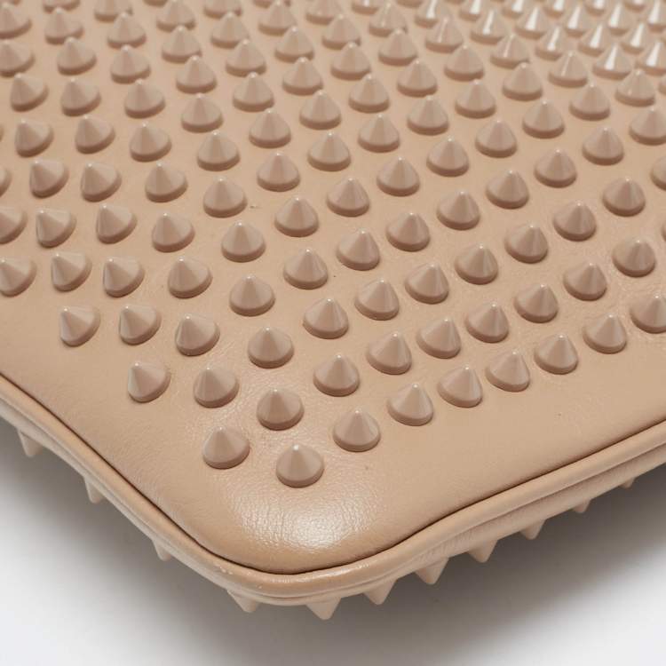 Pre Owned Christian Louboutin Beige Leather Spiked Strap Pouch