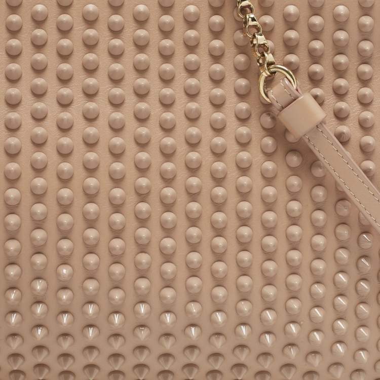 Pre Owned Christian Louboutin Beige Leather Spiked Strap Pouch