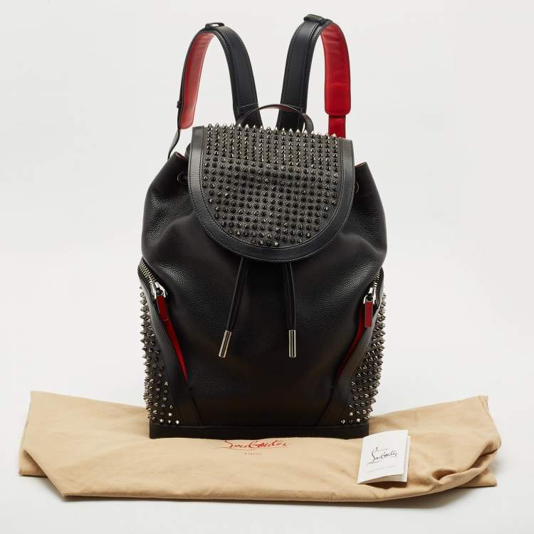 Pre Owned Christian Louboutin Black Leather and Rubber Explorafunk Backpack
