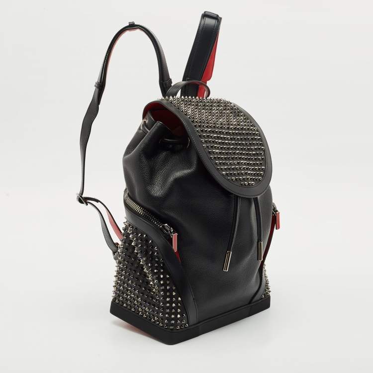 Pre Owned Christian Louboutin Black Leather and Rubber Explorafunk Backpack