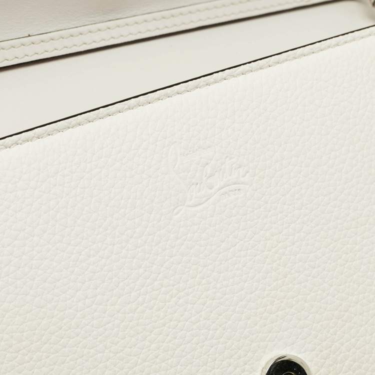 Pre Owned Christian Louboutin White Leather Paloma Studded Chain Clutch