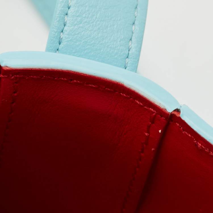 Pre Owned Christian Louboutin Light Blue Leather Small Loubi54 Shoulder Bag