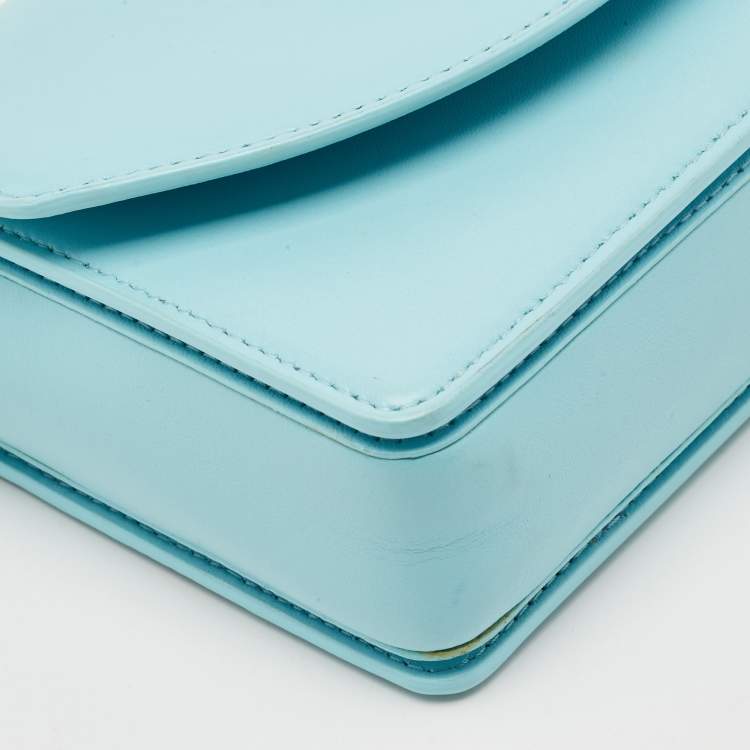 Pre Owned Christian Louboutin Light Blue Leather Small Loubi54 Shoulder Bag