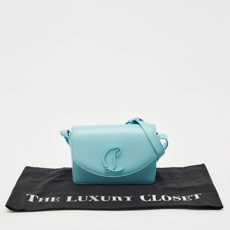Pre Owned Christian Louboutin Light Blue Leather Small Loubi54 Shoulder Bag
