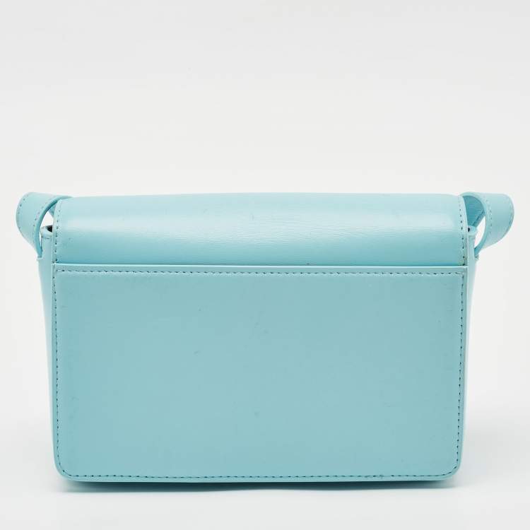 Pre Owned Christian Louboutin Light Blue Leather Small Loubi54 Shoulder Bag