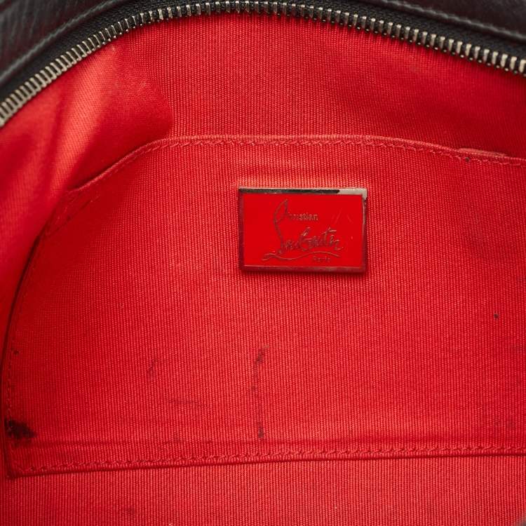 Pre Owned Christian Louboutin Black Patent and Leather Ruby Spike Clutch