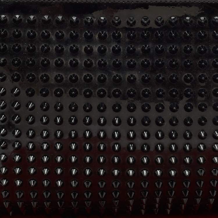 Pre Owned Christian Louboutin Black Patent and Leather Ruby Spike Clutch