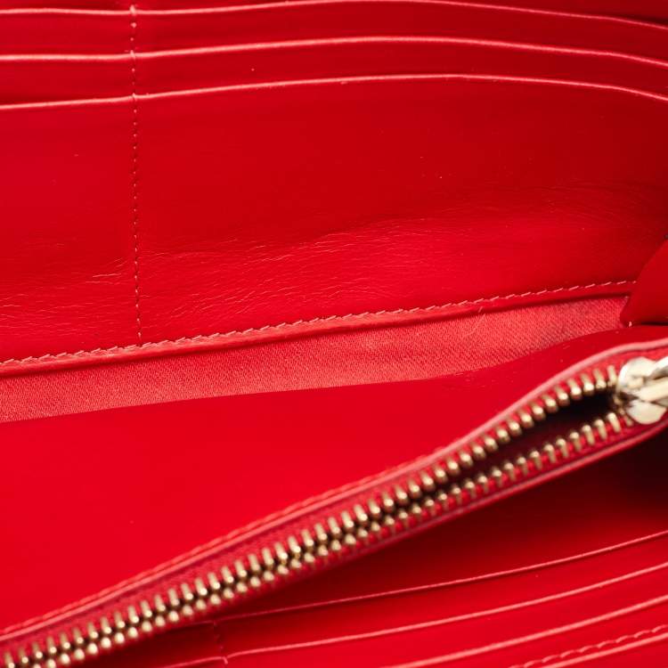 Pre Owned Christian Louboutin Black Leather Spike Panettone Zip Around Wallet