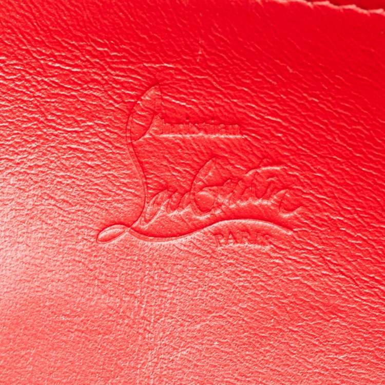 Pre Owned Christian Louboutin Black Leather Spike Panettone Zip Around Wallet