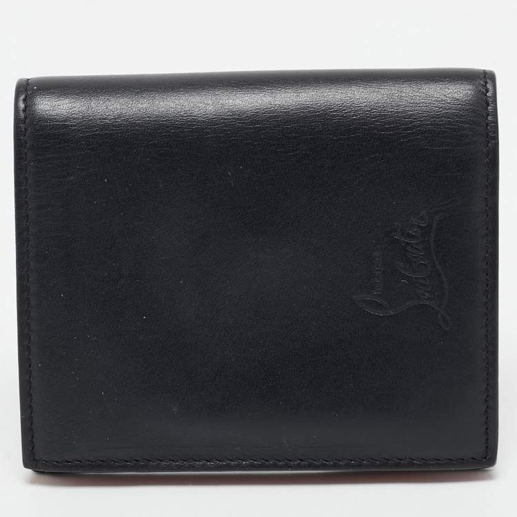 Pre Owned Christian Louboutin Black Leather Spikes Paros Wallet