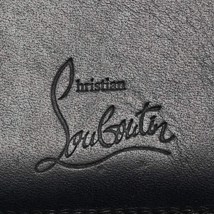 Pre Owned Christian Louboutin Black Leather Spikes Paros Wallet