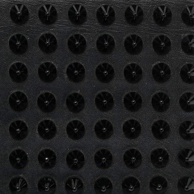 Pre Owned Christian Louboutin Black Leather Spikes Paros Wallet