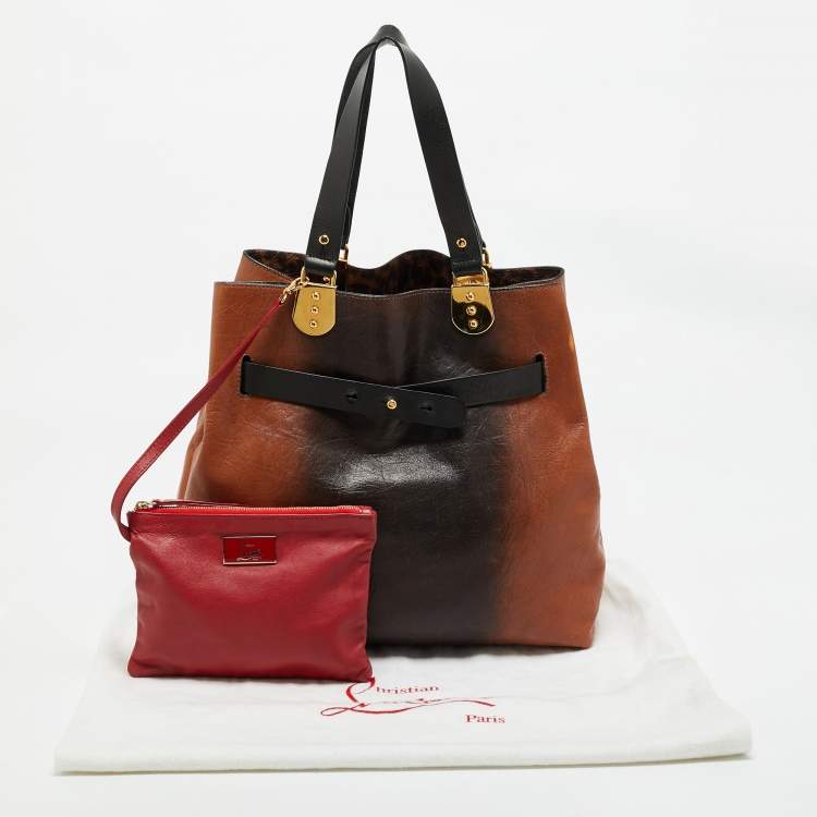 Pre Owned Christian Louboutin Brown/Black Leather Sybil Tote