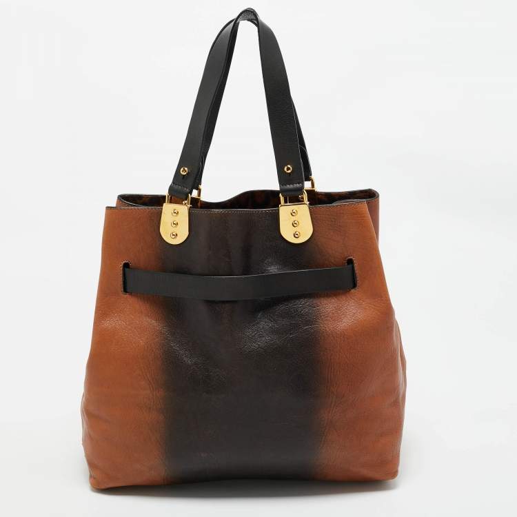 Pre Owned Christian Louboutin Brown/Black Leather Sybil Tote