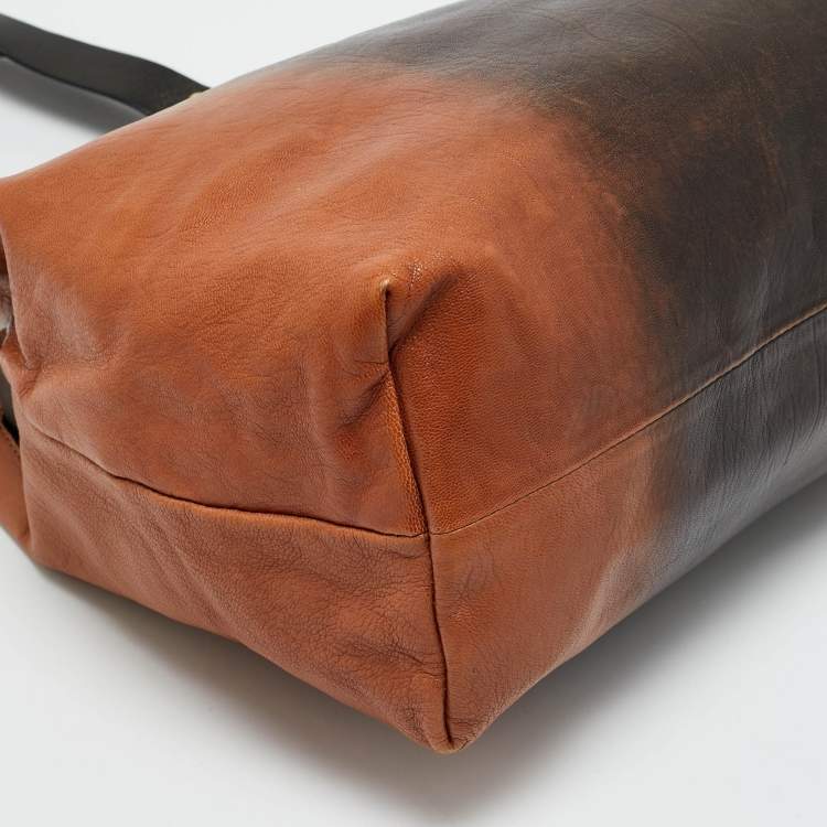 Pre Owned Christian Louboutin Brown/Black Leather Sybil Tote