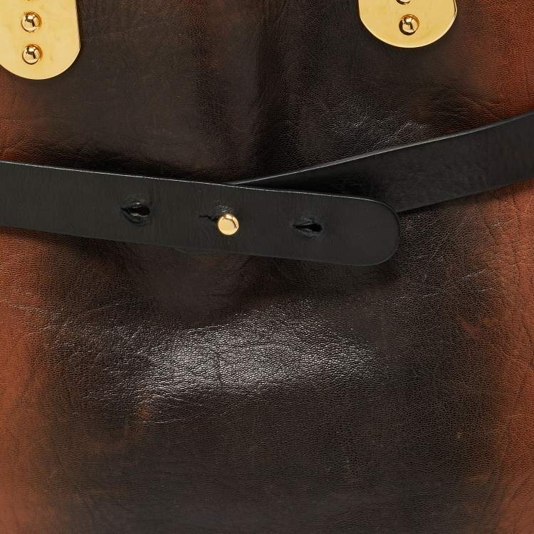 Pre Owned Christian Louboutin Brown/Black Leather Sybil Tote