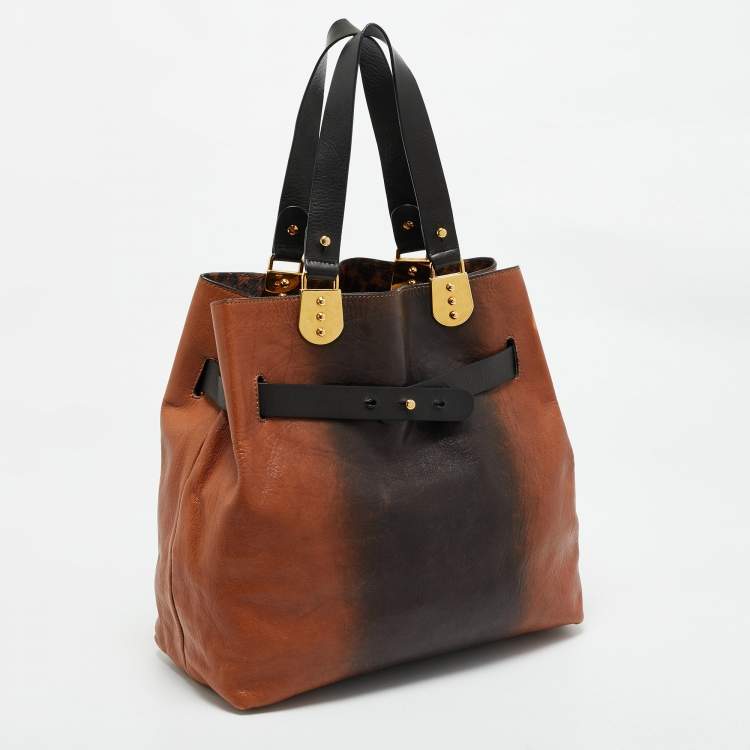 Pre Owned Christian Louboutin Brown/Black Leather Sybil Tote