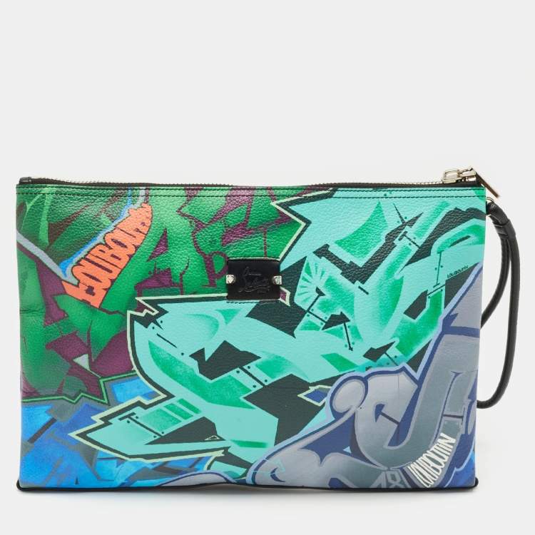 Pre Owned Christian Louboutin Multicolor Leather Graffiti Kalou Pouch 