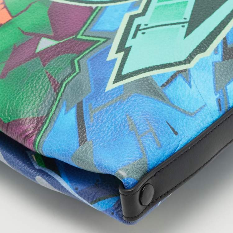 Pre Owned Christian Louboutin Multicolor Leather Graffiti Kalou Pouch 