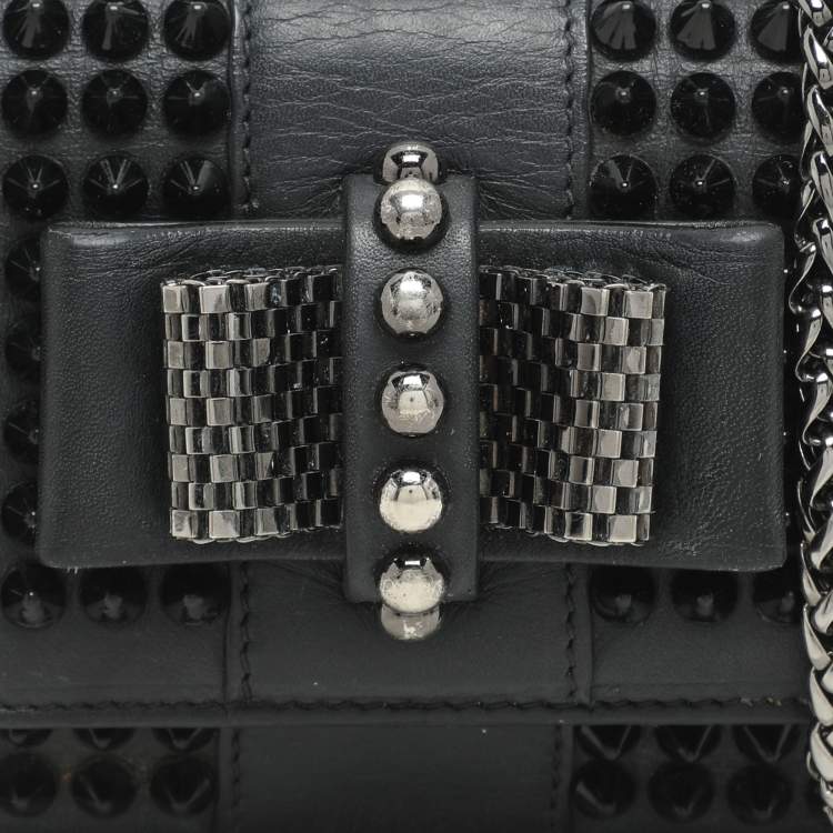 Pre Owned Christian Louboutin Black Leather Mini Spiked Sweet Charity Crossbody Bag