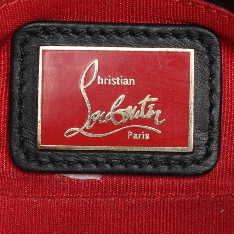 Pre Owned Christian Louboutin Black Leather Mini Spiked Sweet Charity Crossbody Bag