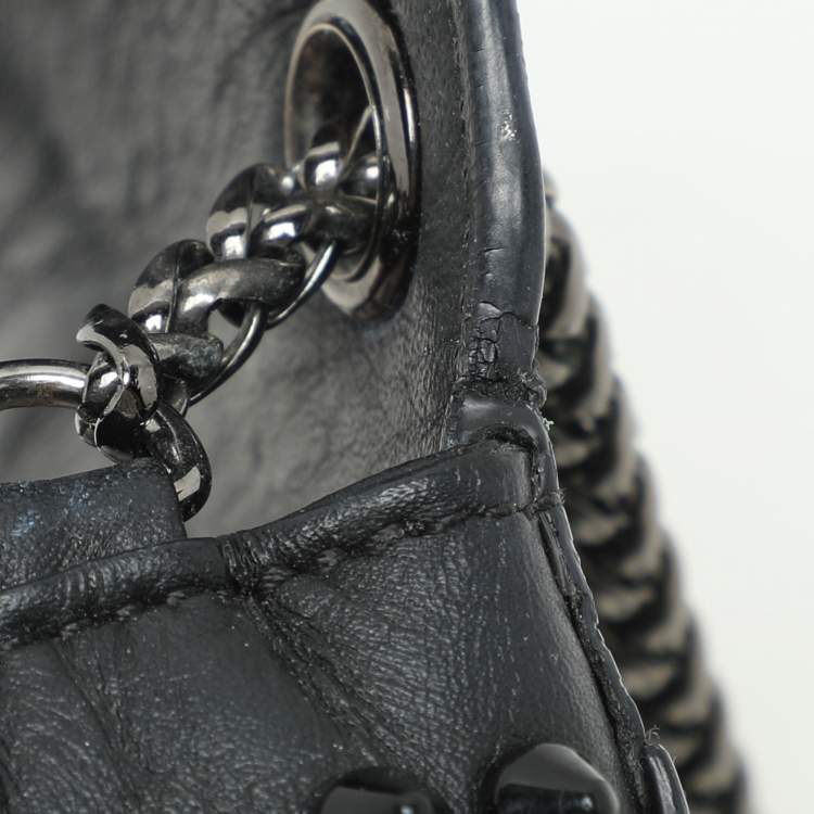 Pre Owned Christian Louboutin Black Leather Mini Spiked Sweet Charity Crossbody Bag