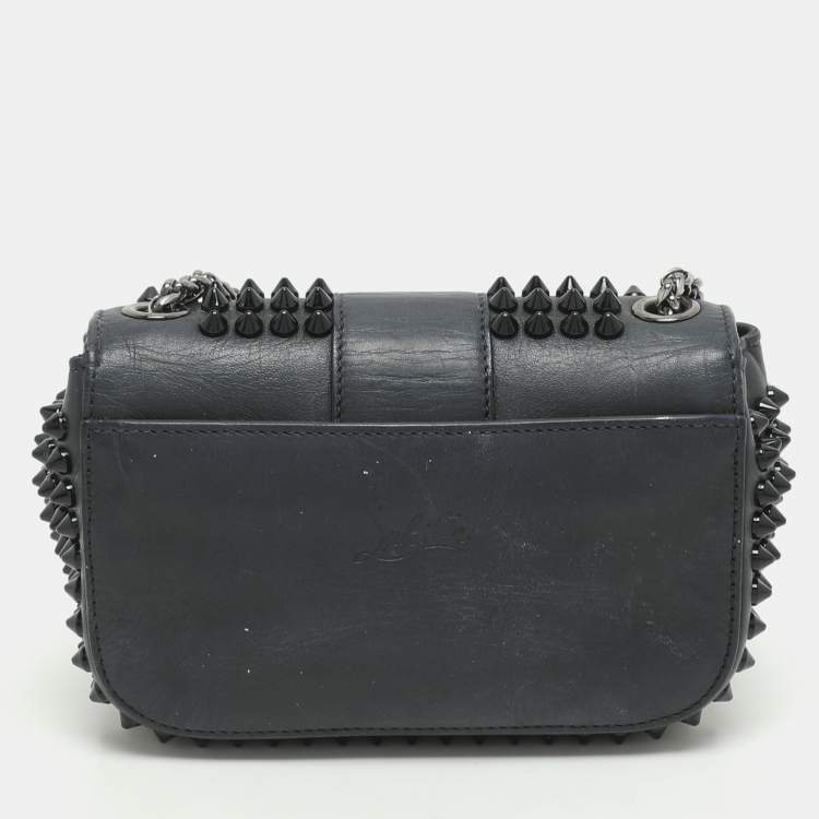 Pre Owned Christian Louboutin Black Leather Mini Spiked Sweet Charity Crossbody Bag