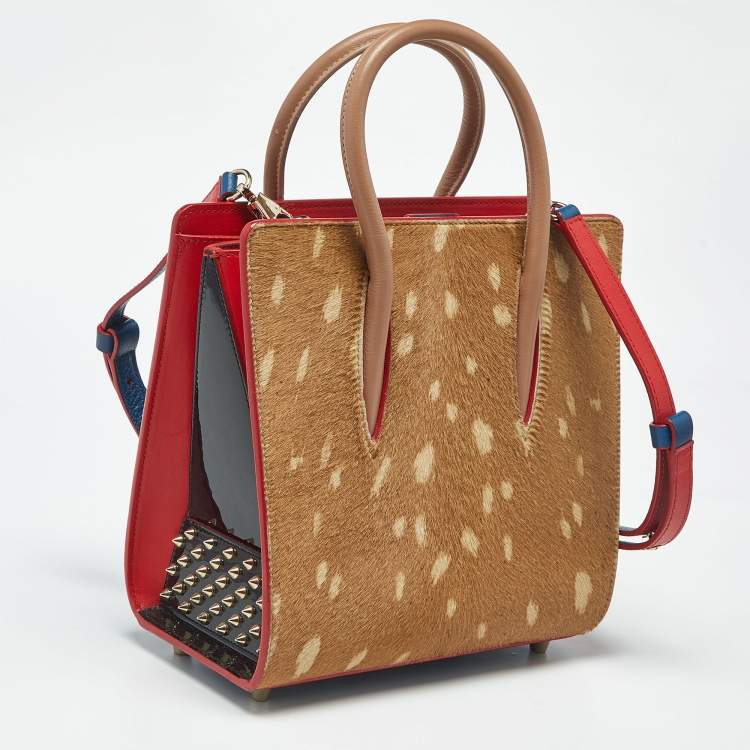 Pre Owned Christian Louboutin Multicolor Leather and Calf Hair Small Paloma Tote 