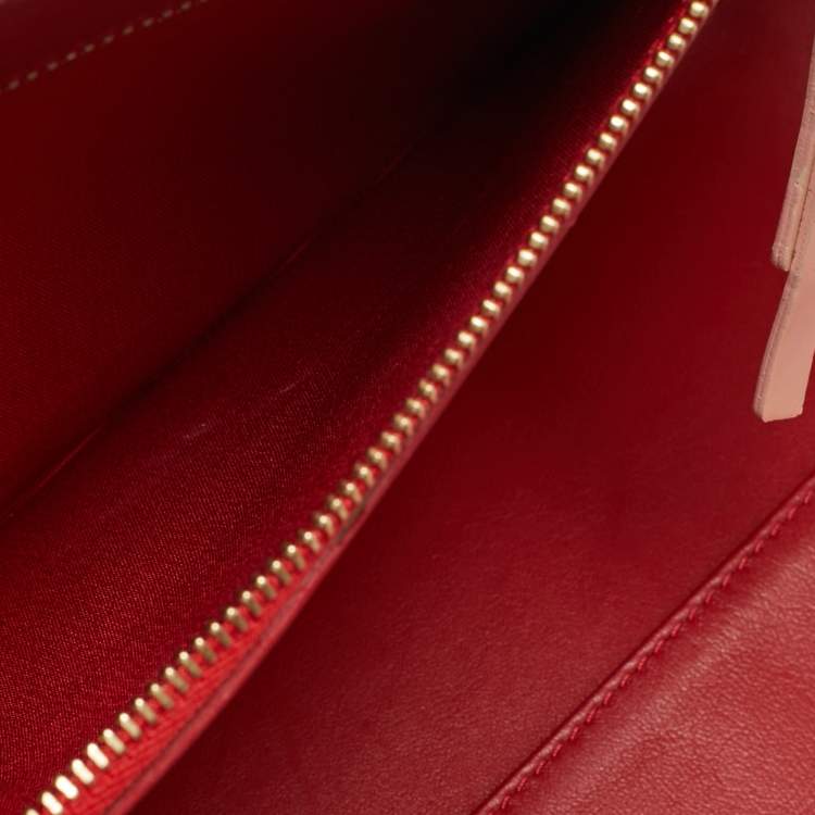 Pre Owned Christian Louboutin Light Pink Patent Leather Cris Spike Clutch