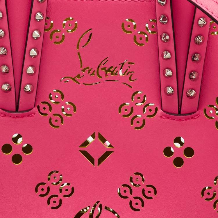 Pre Owned Christian Louboutin Pink Perforated Leather Mini Cabata Loubinthesky Tote