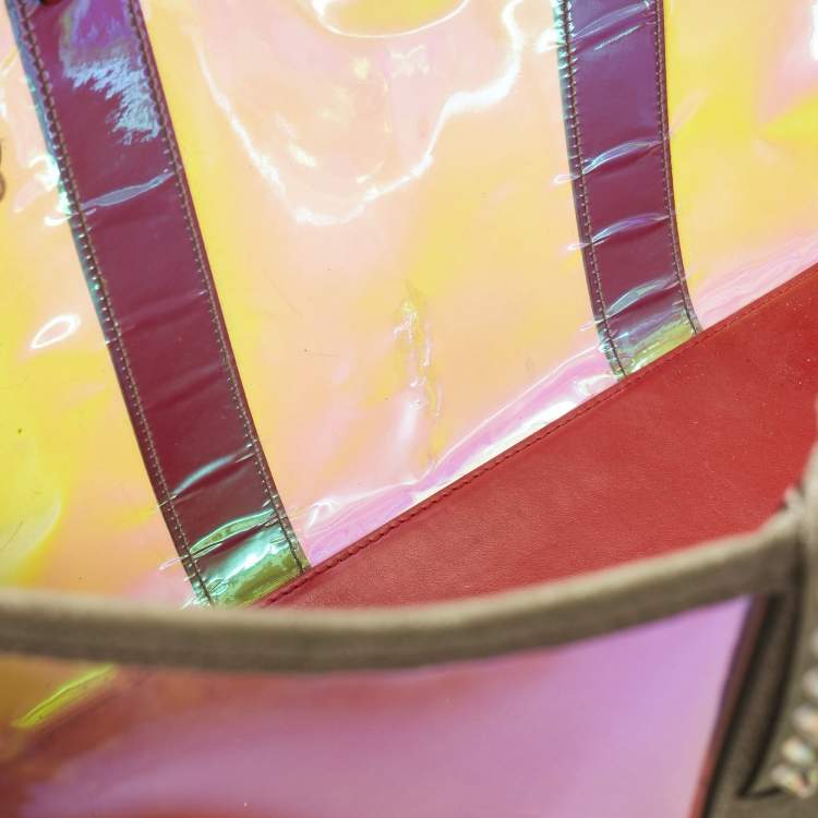 Pre Owned Christian Louboutin Grey Holographic PVC and Glitter Large Cabata Tote