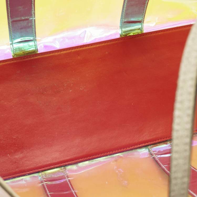 Pre Owned Christian Louboutin Grey Holographic PVC and Glitter Large Cabata Tote