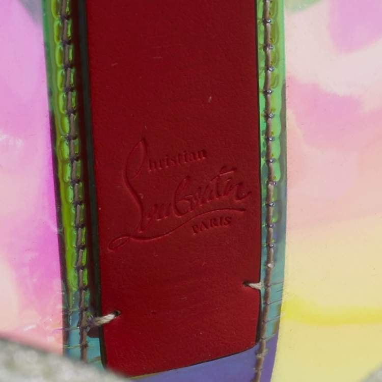 Pre Owned Christian Louboutin Grey Holographic PVC and Glitter Large Cabata Tote