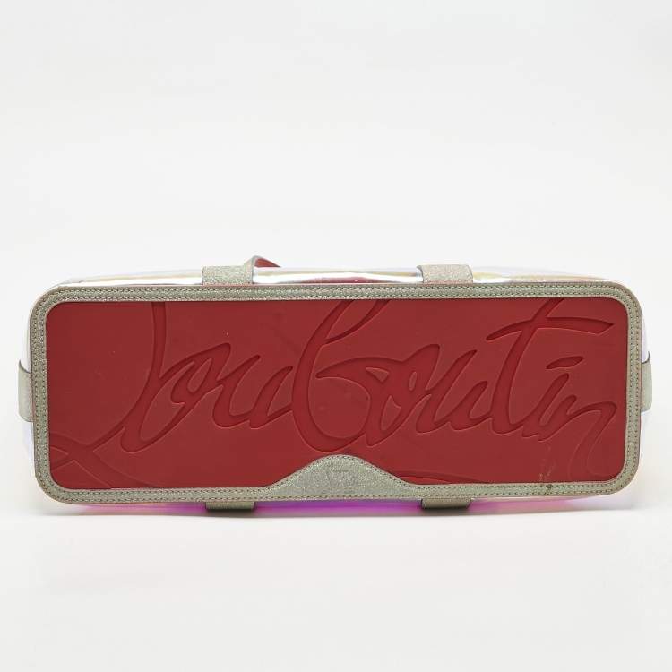 Pre Owned Christian Louboutin Grey Holographic PVC and Glitter Large Cabata Tote