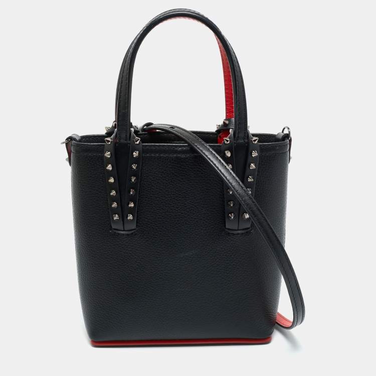Pre Owned Christian Louboutin Black Leather Mini N/S Cabata Tote