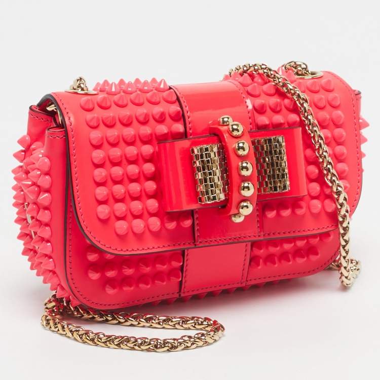 Pre Owned Christian Louboutin Neon Pink Leather Sweet Charity Crossbody Bag
