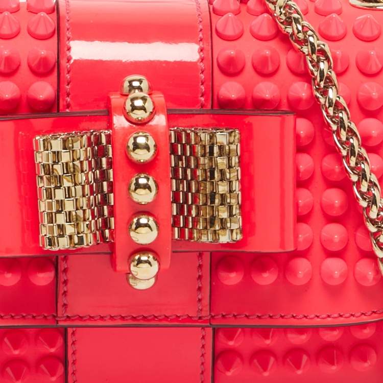 Pre Owned Christian Louboutin Neon Pink Leather Sweet Charity Crossbody Bag