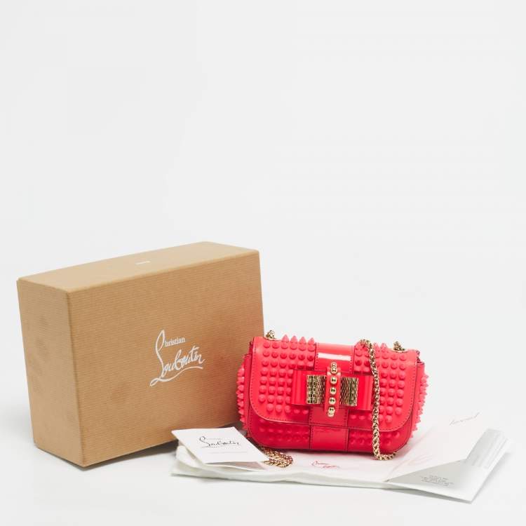 Pre Owned Christian Louboutin Neon Pink Leather Sweet Charity Crossbody Bag