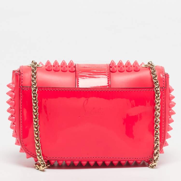 Pre Owned Christian Louboutin Neon Pink Leather Sweet Charity Crossbody Bag