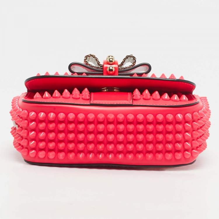 Pre Owned Christian Louboutin Neon Pink Leather Sweet Charity Crossbody Bag